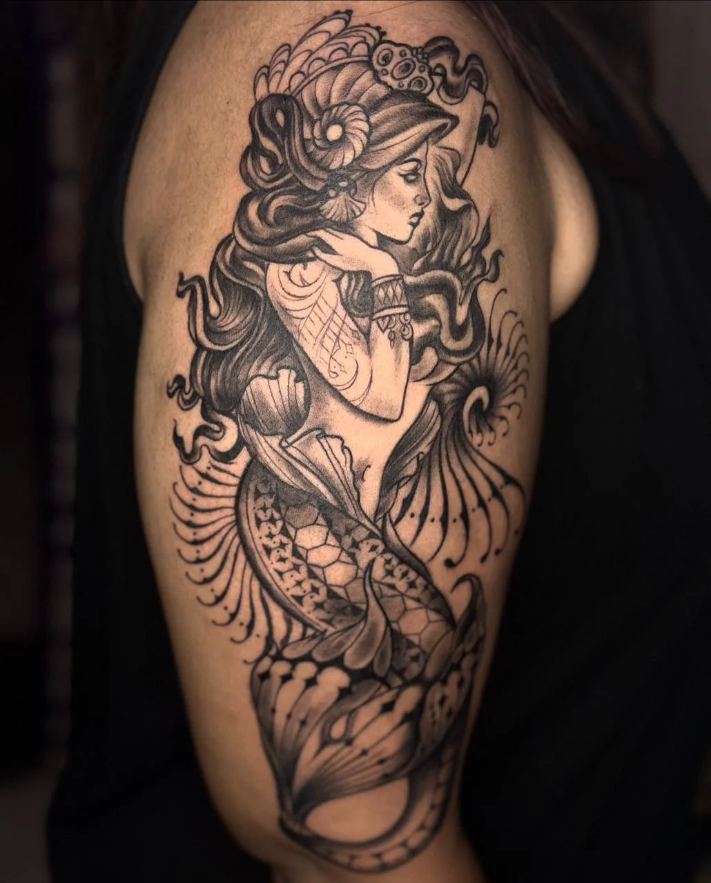 Realistic Tattoo Service - Detailed Mermaid Tattoo by Expert Artist in Bangalore