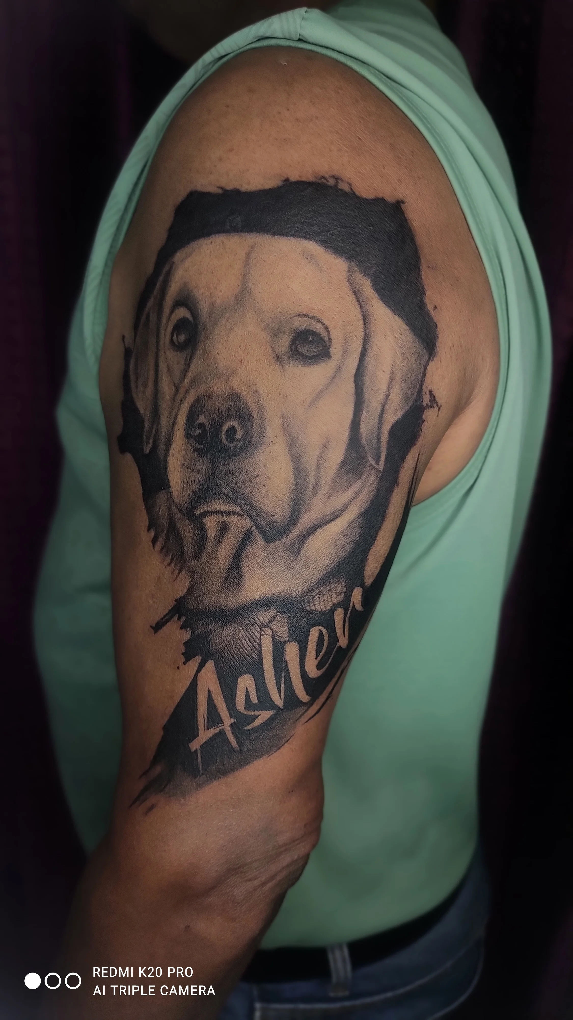 Realistic Dog Portrait Tattoo